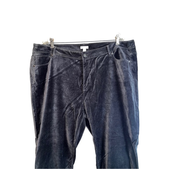 J.Jill Luxe Gray Velvet Stretch Jeans Size 22W High-Rise Slim-Leg Elastic Waist - Picture 2 of 4